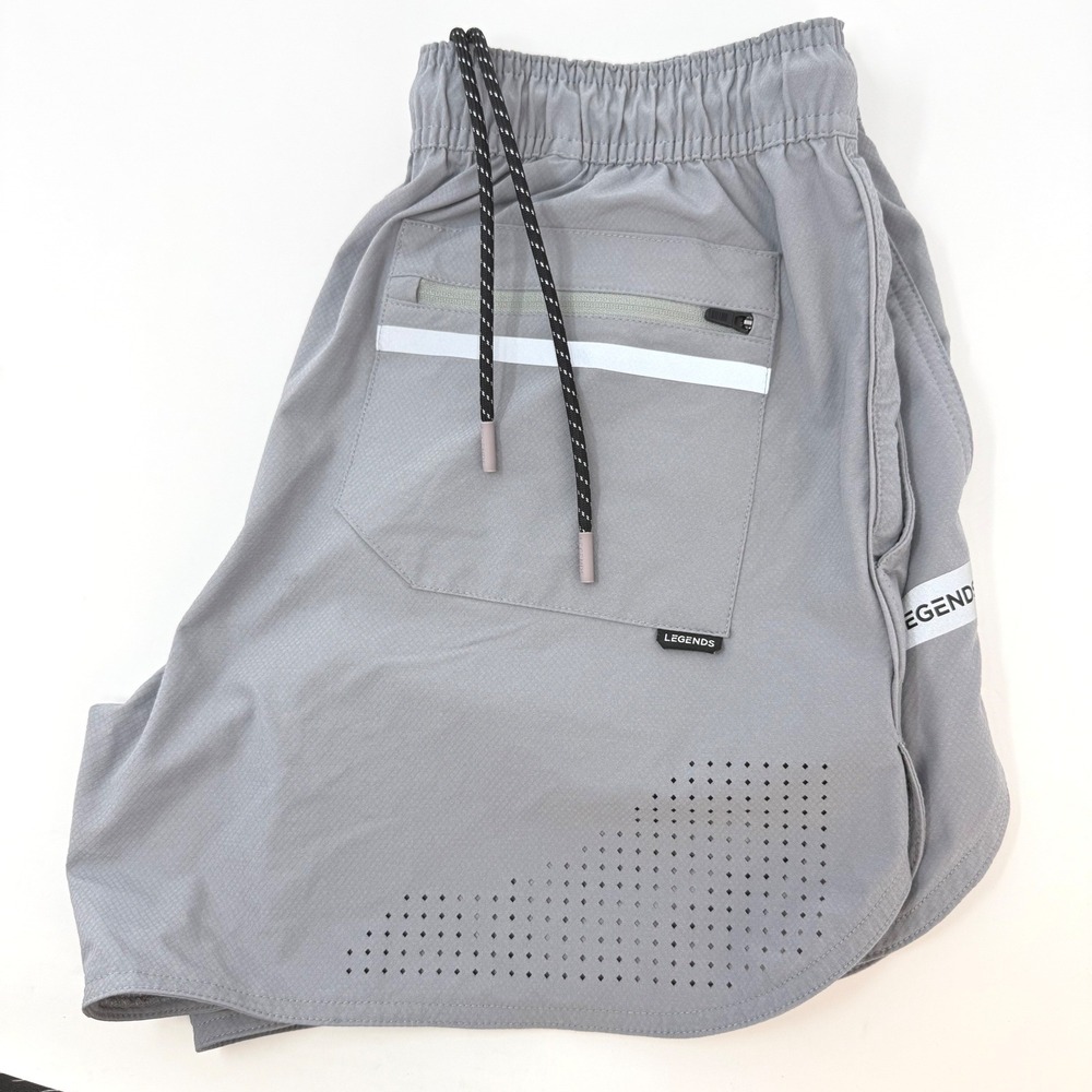Legends Luka Shorts Mens Medium Grey Ripstop 5 Inch Inseam Athletic Running Gym